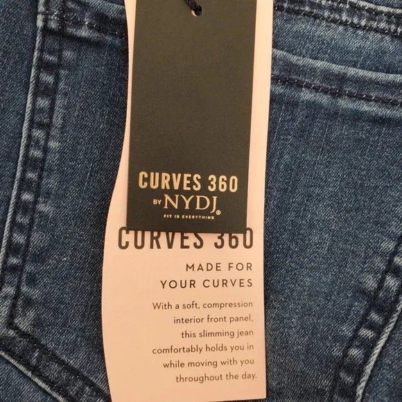 NYDJ Curves 360 Womens 10P Slim Straight Crop Jeans Caliente Dark Wash Denim - Picture 9 of 10